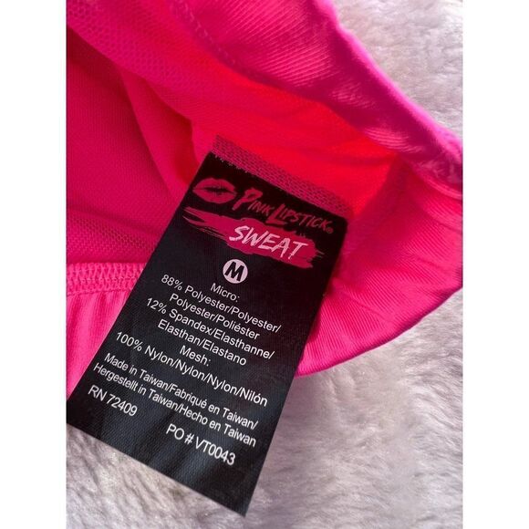 Pink Lipstick Intimates Hot Pink Sports Bra Medium NWT Secret Pocket - Picture 9 of 9